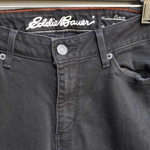 Eddie Bauer Curvy Boot cut Black Jeans Size T8 - Picture 2 of 11